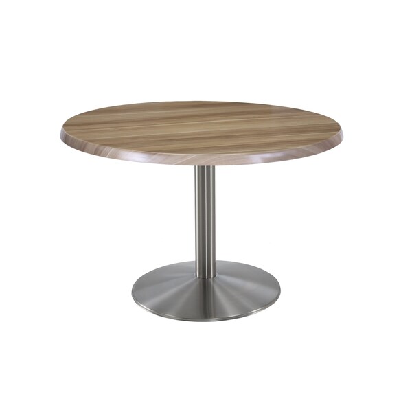 30" Tall OD214 Stainless Steel Table Base 22" Diameter 36" Diameter Natural Top